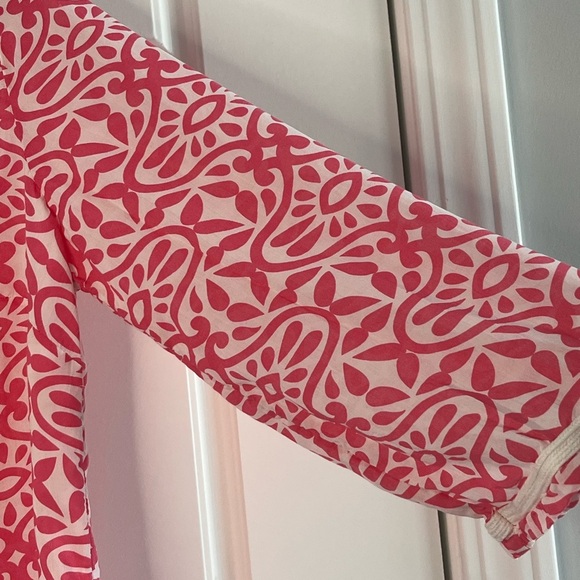 Charter Club Embroidered Split Neck Tunic Pink White Size PM Resort Cruise Chic - Picture 6 of 14